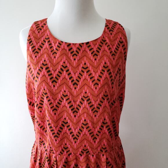 Jack by BB Dakota Aiko Dress Red Chevron Mini Sleeveless Large - Picture 5 of 11